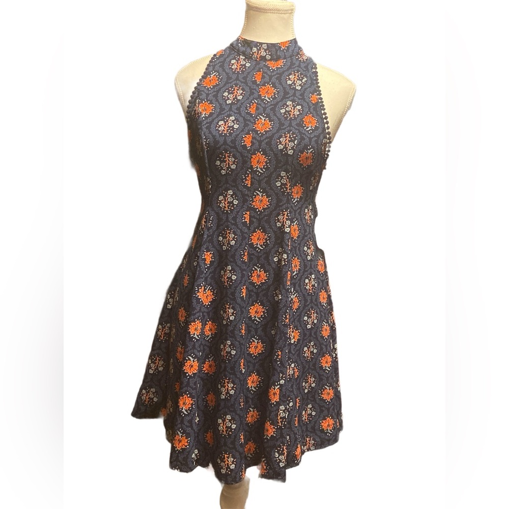 Altar'd State Navy blue with Pink flowers Sleeveless Halter Sundress NWT